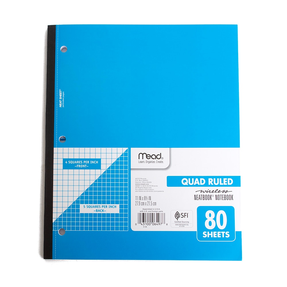 Mead, Blue, Memo & Notebooks, Art & School, 4"x4", Five Star, Wireless, Neatbook, 670559